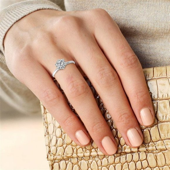 1.9Ct-8.5mm 6-Prong Round Moissanite Ring 14k Gold - Picture 16 of 17